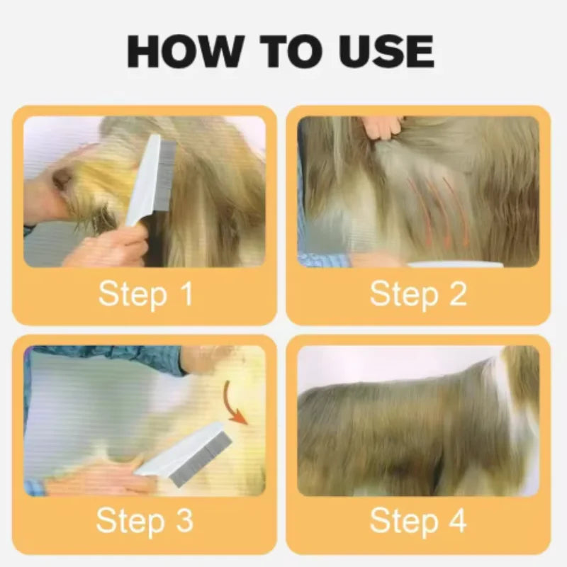 Pet Hair Shedding Comb Stainless Steel Flea Comb for Cat Dog Comfortable Pet Flea Hair Grooming Comb Dog Cat Fur Removal Brush