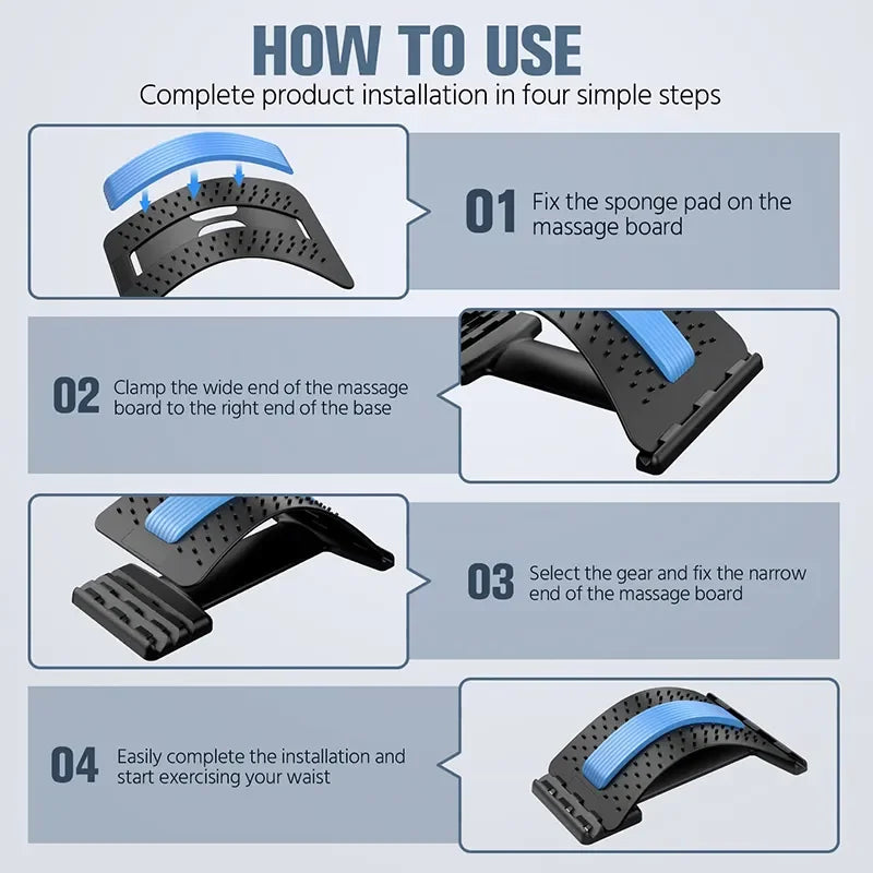 Back Stretcher Multi-Level Adjustable Massager Waist Neck Fitness Lumbar Cervical Spine Cervical Spine Support Massager