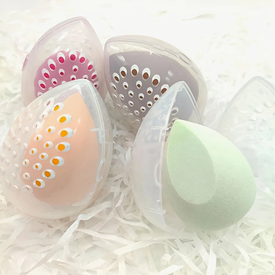 Makeup Sponge Storage Case Makeup Sponge Puff Holder Stand Empty Cosmetic Egg Shaped Rack Transparent Puffs Drying Box
