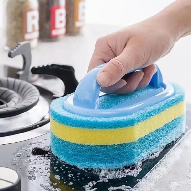 Sponge Cleaning Brush With Handle Bathtub Tile Scrub Brush Kitchen Bathroom Cleaning Sponge Brush Household Cleaning Supplies