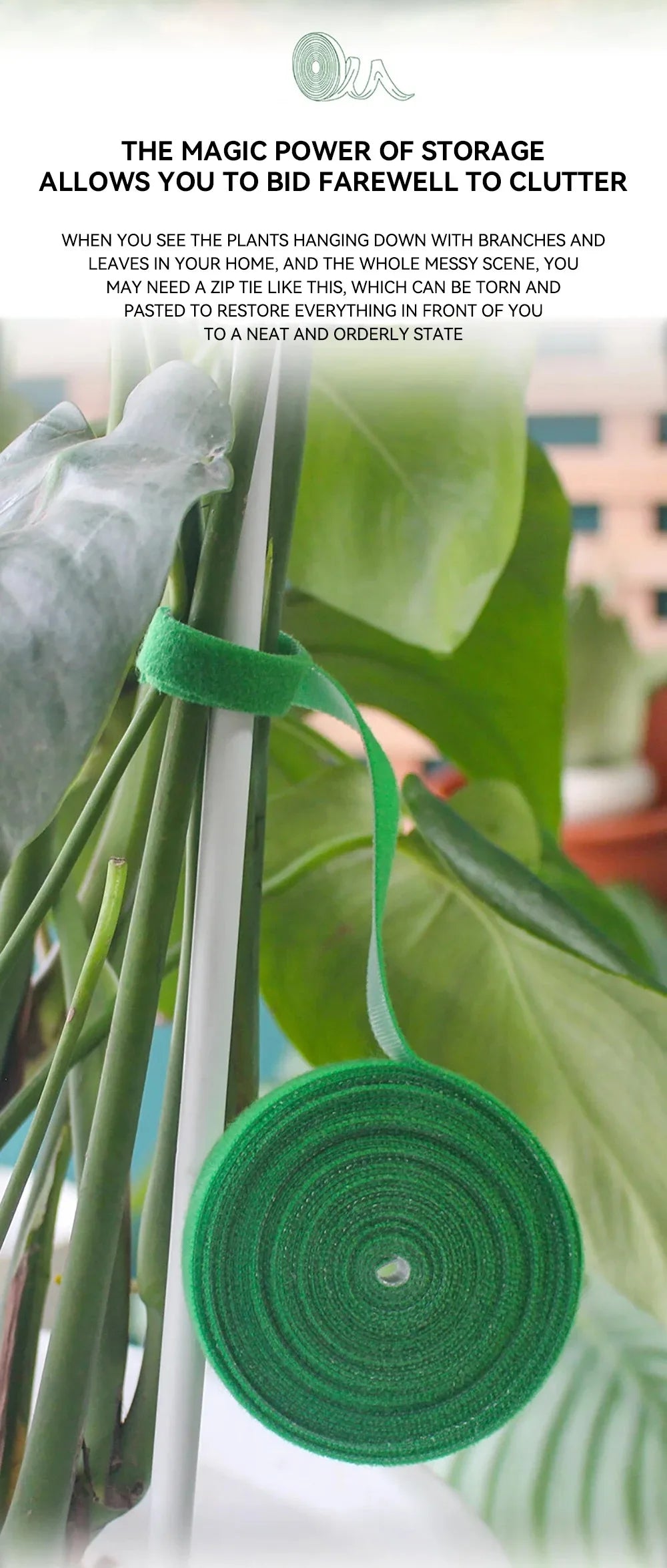 Tutors for Plants Self-adhesive Plant Nylon Cable Tying Climbing Plant Support Green Fastener Tape Reusable Care Garden Supplies