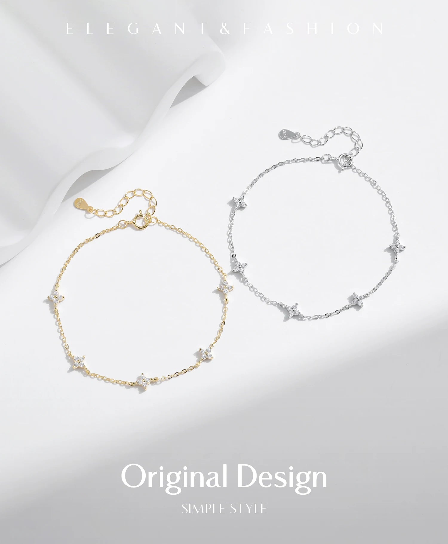 MODIAN 925 Sterling Silver Mini Flowers Bracelet Dainty Link Chain Pave Setting CZ For Women Wedding Fine Jewelry Gift