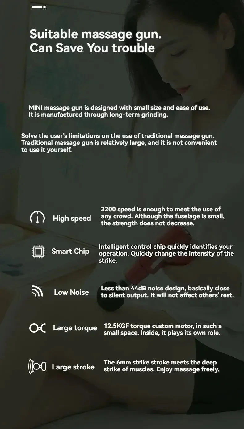 New Portable Fascia Massage Gun Deep Tissue Mini Muscle Massage Gun Lightweight Adjustable Speed Whole Body Massage Equipment