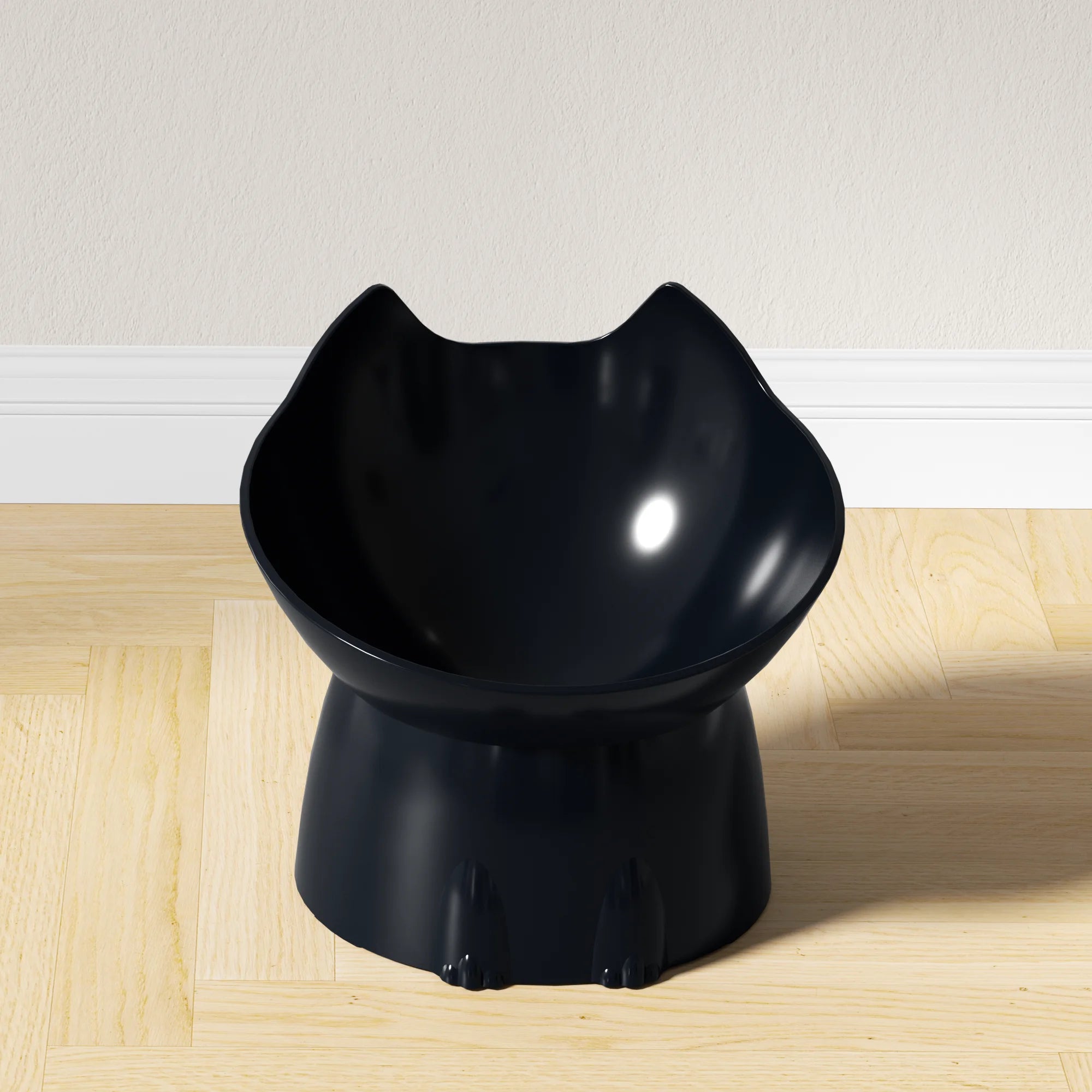 1pc Cat Neck Protection Food Ware Elevated Cat Bowl Anti-Tip Plastic Raised Pet Feeding Dish with Tilted Edge