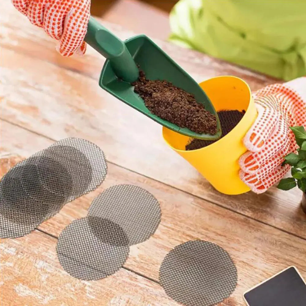 Pot Hole Mesh Pad Mat Grid Round Drainage Hole Screen for Pot Bottom Prevent Soil Loss Anti Bonsai Flower Plant Gardening Tools