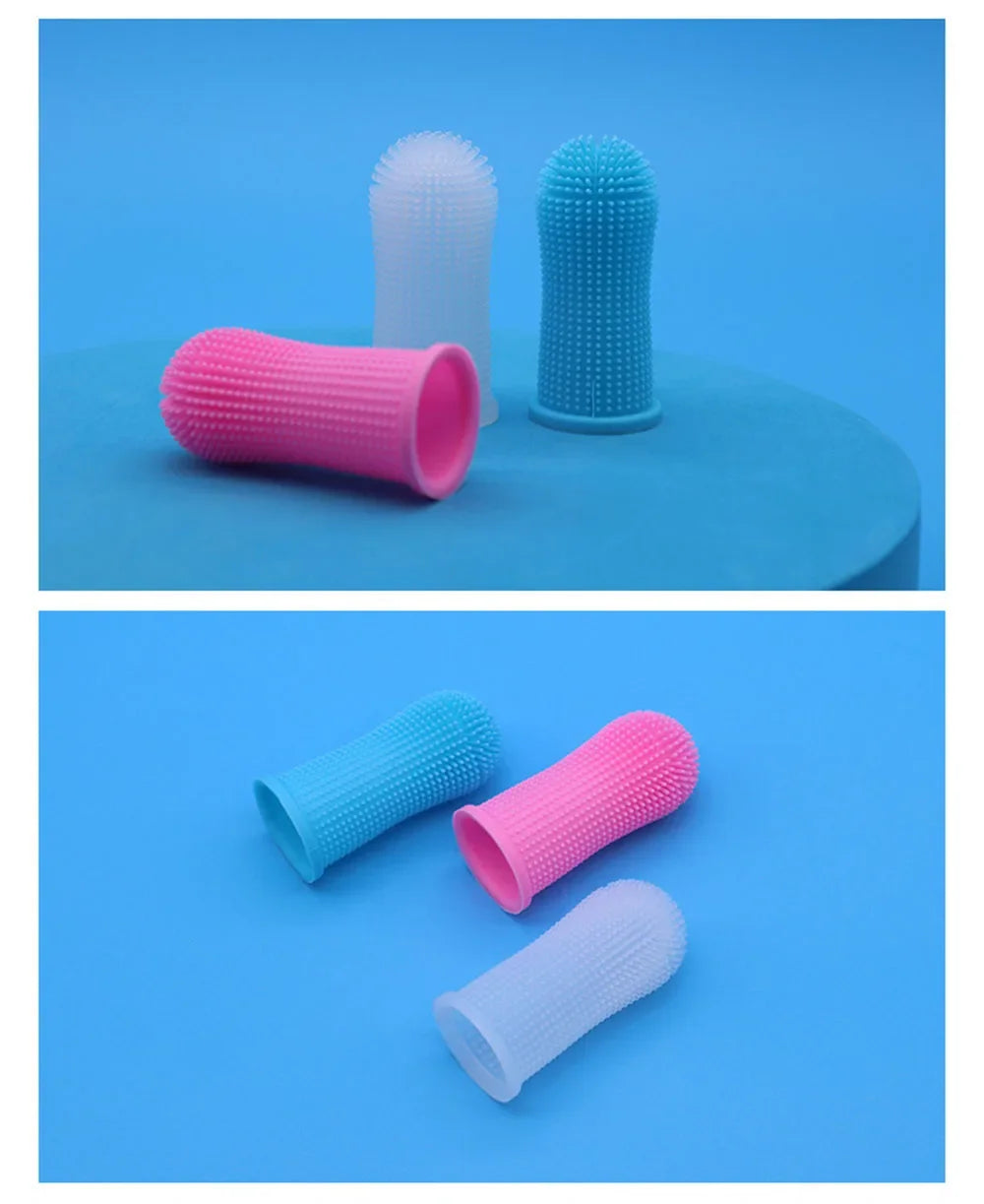 Cat Dog Super Soft Pet Finger Toothbrush Teeth Cleaning Bad Breath Care Nontoxic Silicone Toothbrush Tool Dog Cleaning Supplies