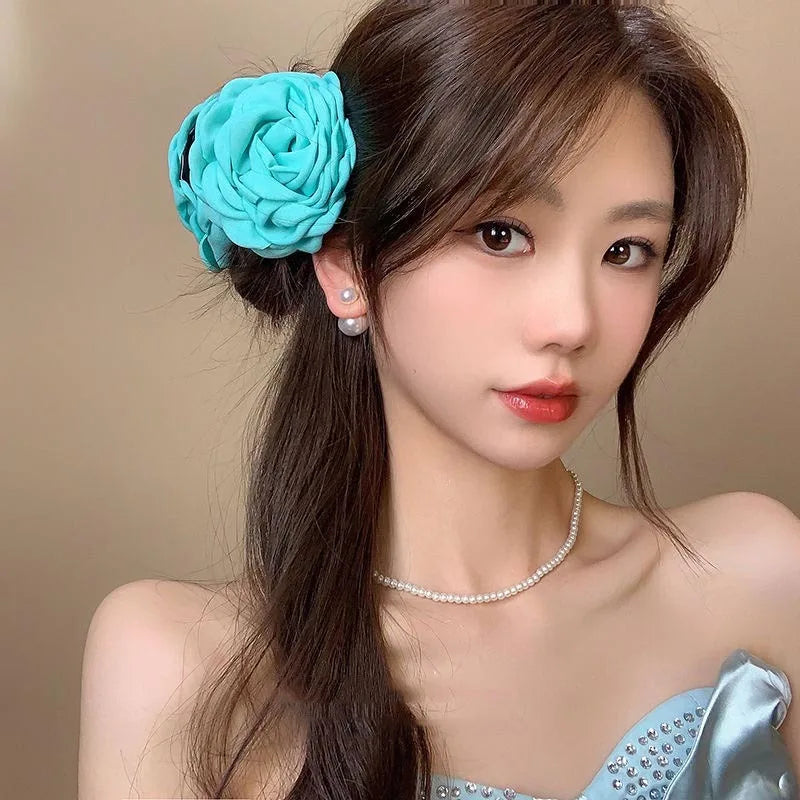 Fabric Rose Flower Hair Claw Clips For Women Girls Hair Clip Barrette Hairpins Hair Clamps Headwear Hair Accessories Gift