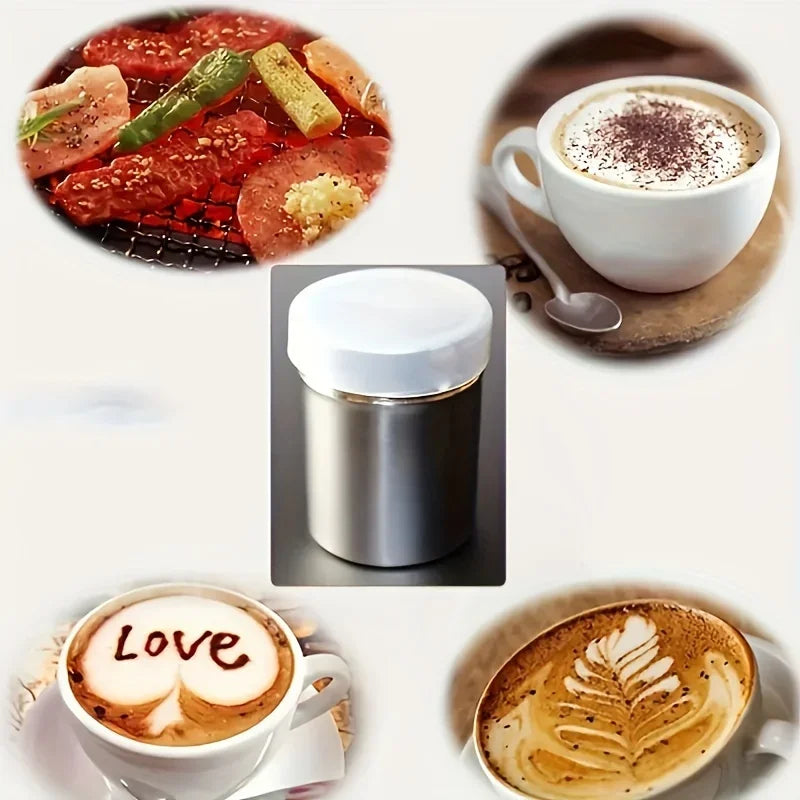 Sprinkler Kitchen Powder Distributor with Dense Hole Cocoa Cinnamon Sugar Gauze Mesh Jar Seasoning Bottles