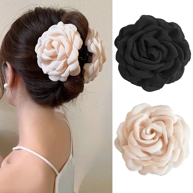 Fabric Rose Flower Hair Claw Clips For Women Girls Hair Clip Barrette Hairpins Hair Clamps Headwear Hair Accessories Gift