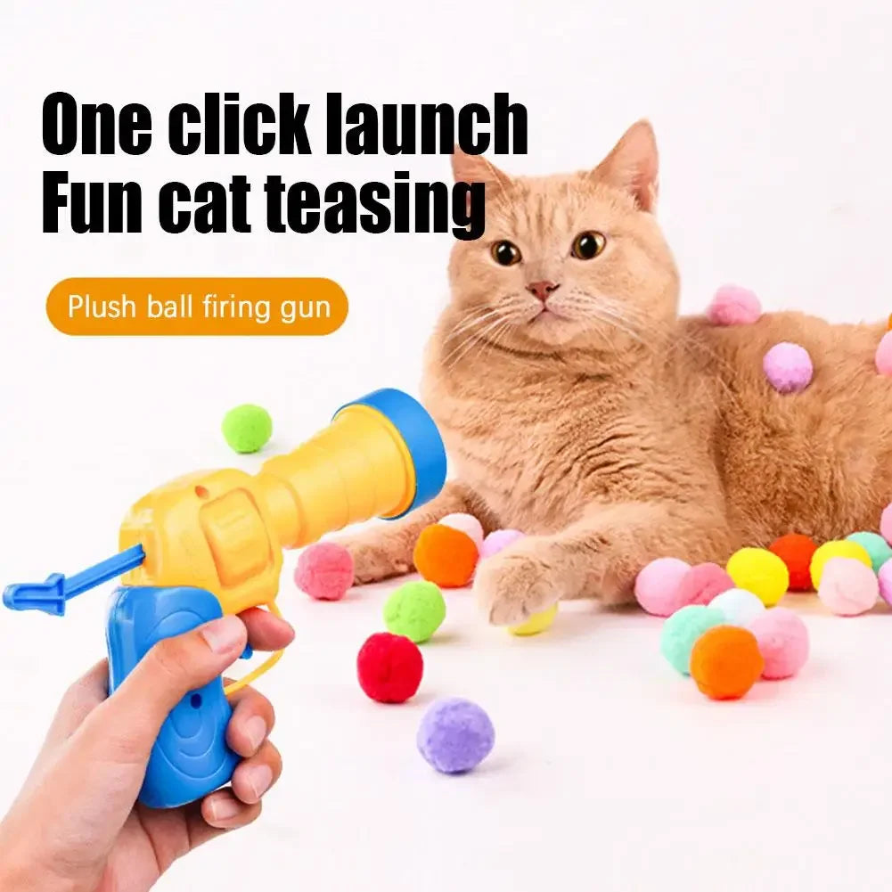 Cat toy interactive shooting training toy creative mini shooting gun game plush ball toy suitable for cats to play at home