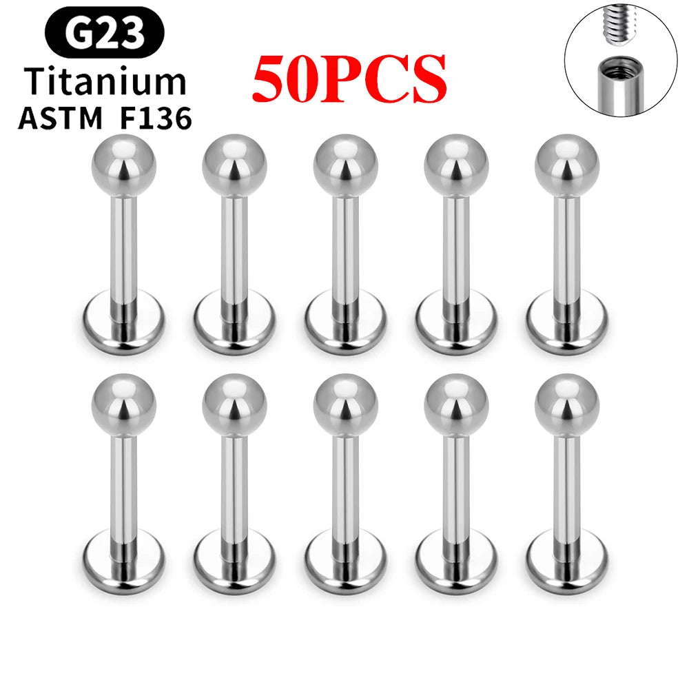 G23 Ttianium Piercing Labret Lip Stud Ring CZ 16G Internal Thread Stud Earring Ear Tragus Cartilage Helix Daith Jewelry