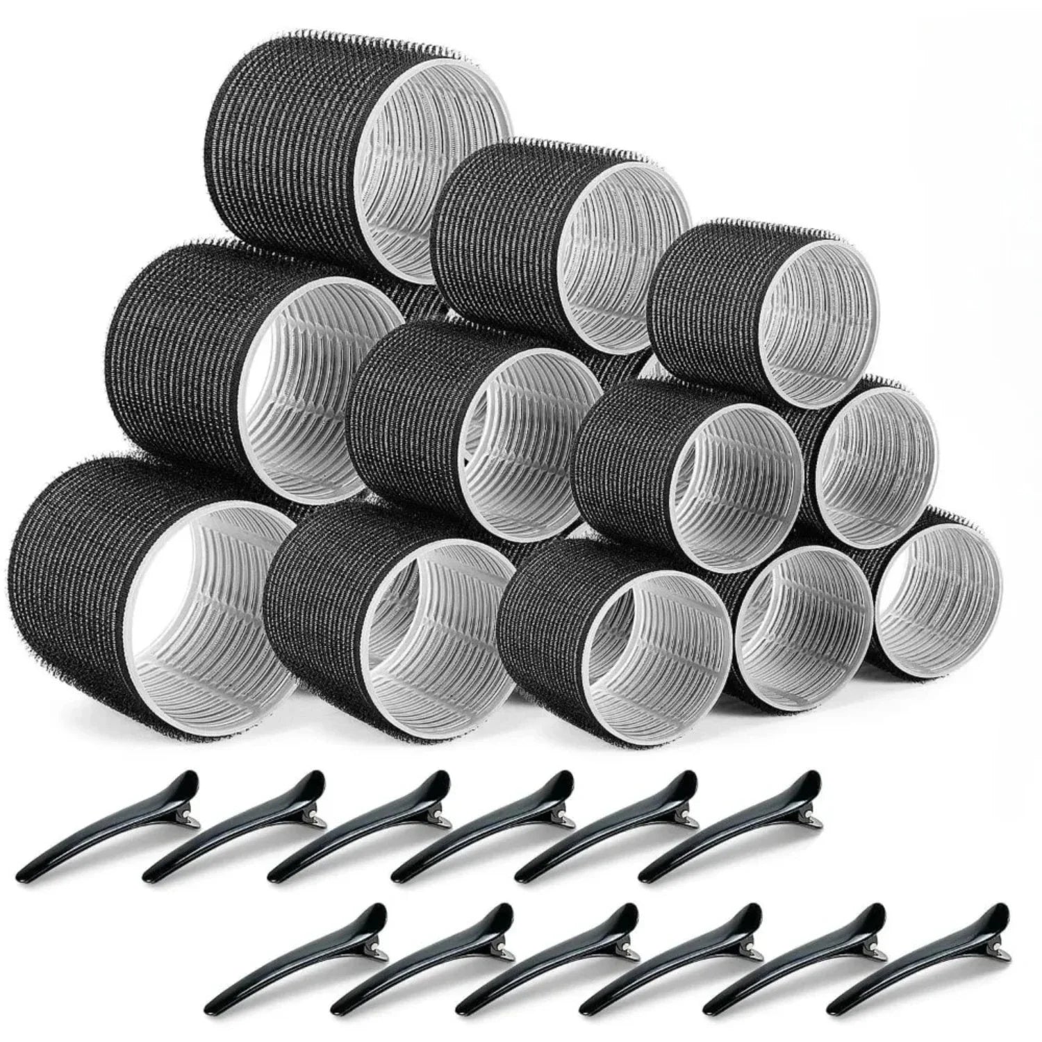 30PCS Heatless Hair Curlers Rollers with Clips Self Grip Hair Roller Set Women Hairdressing Curler Curl Salon Hair Styling Tools