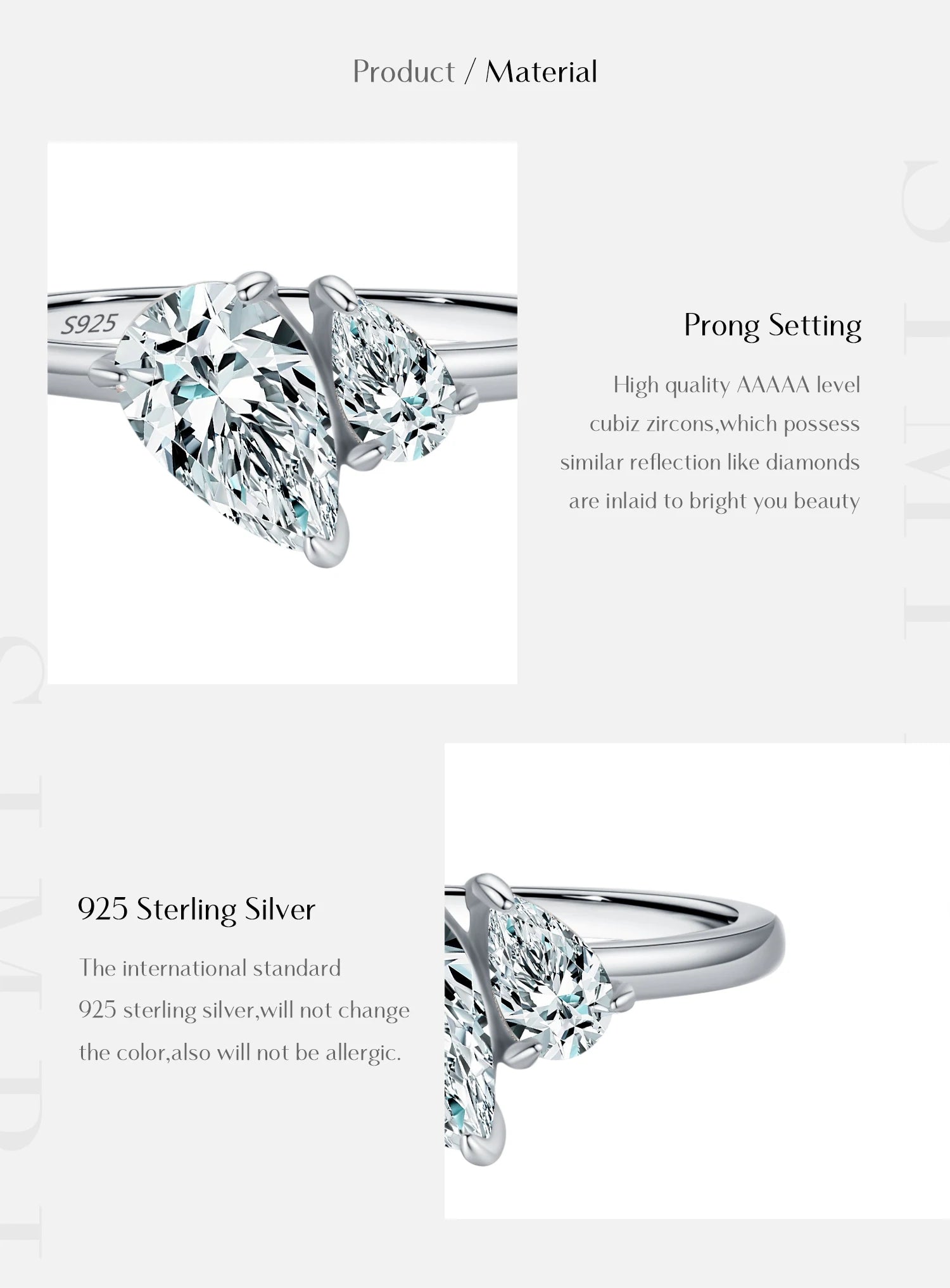 MODIAN Real 925 Sterling Silver Sparkling Water Drop Interweaving Dazzling Clear Pear CZ Finger Rings For Women Fine Jewelry