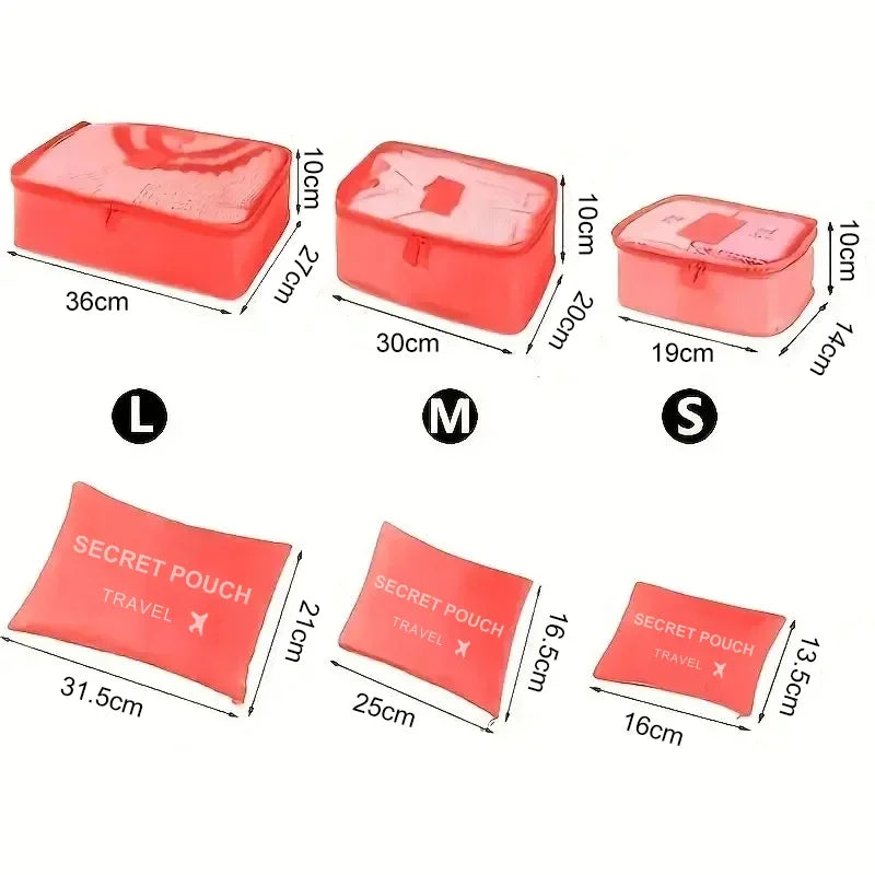 Travel Storage 6 Pcs/Set Pink/Blue/Grey Bag Large Capacity Waterproof Luggage Clothing Underwear Storage Bag Bag With Zipper