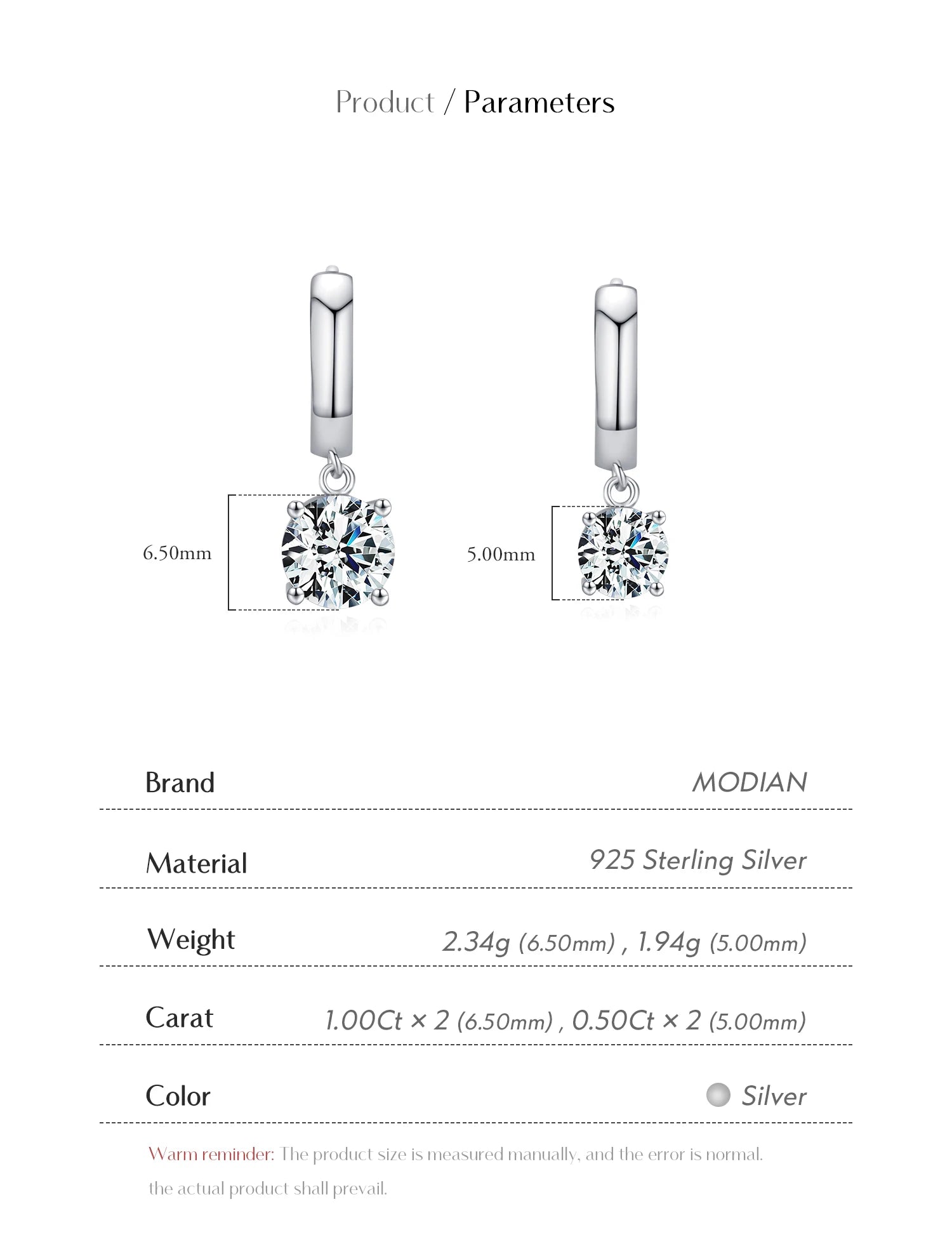 MODIAN D Color Moissanite Hoop Earrings Lab Created Diamond For Women 925 Sterling Silver Wedding Fine Jewelry Gift