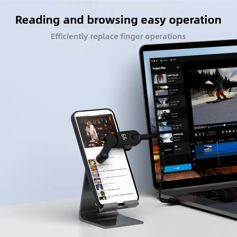 Fast Click Auto Screen Clicker Mini USB Interface Mobile Phone Screen Clicker ABS Physical Electric Auto Page Turner Cell Phone