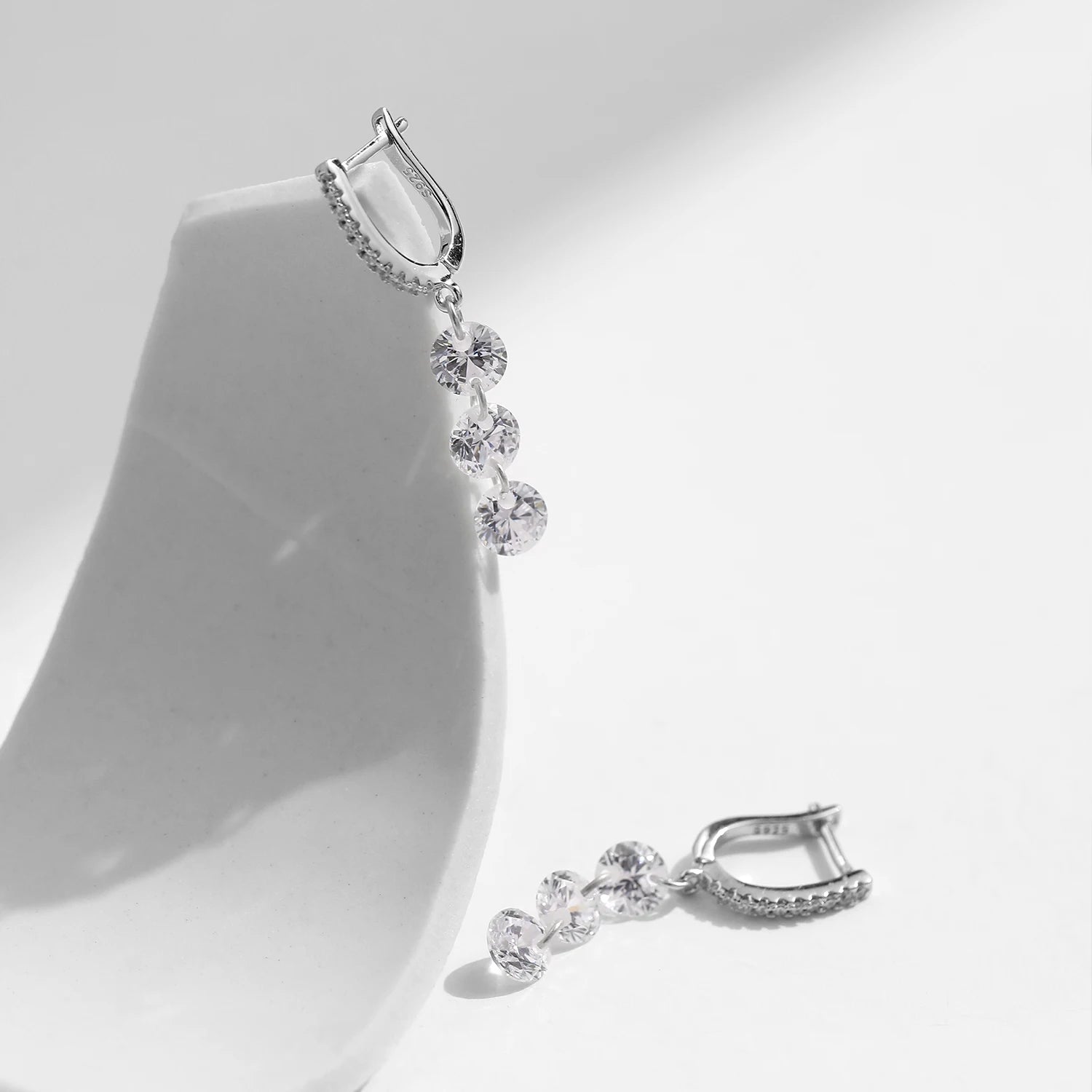 MODIAN 925 Sterling Silver Sparkling Luxury Clear CZ Swing Dangle Earrings Classic Wedding Drop Earrings For Women Jewelry