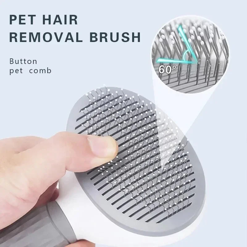 One-Click Pet Hair Removal Comb for Effortless Grooming of Dogs and Cats - Float Hair Removal Slicker Brush
