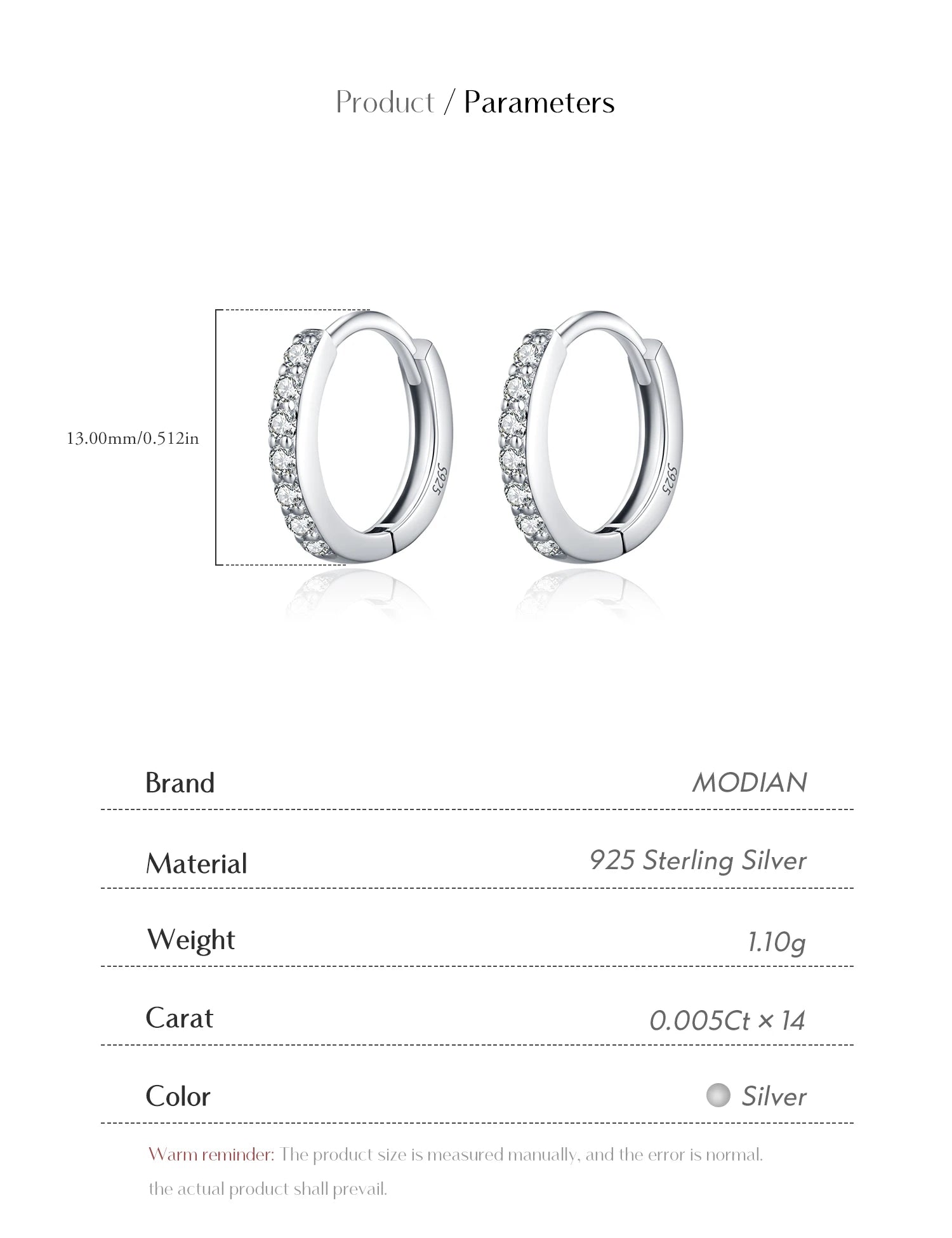 MODIAN D Color Sparkling Moissanite Earrings 925 Sterling Silver Classic Shining Circle Hoop Earrings For Women Fine Jewelry