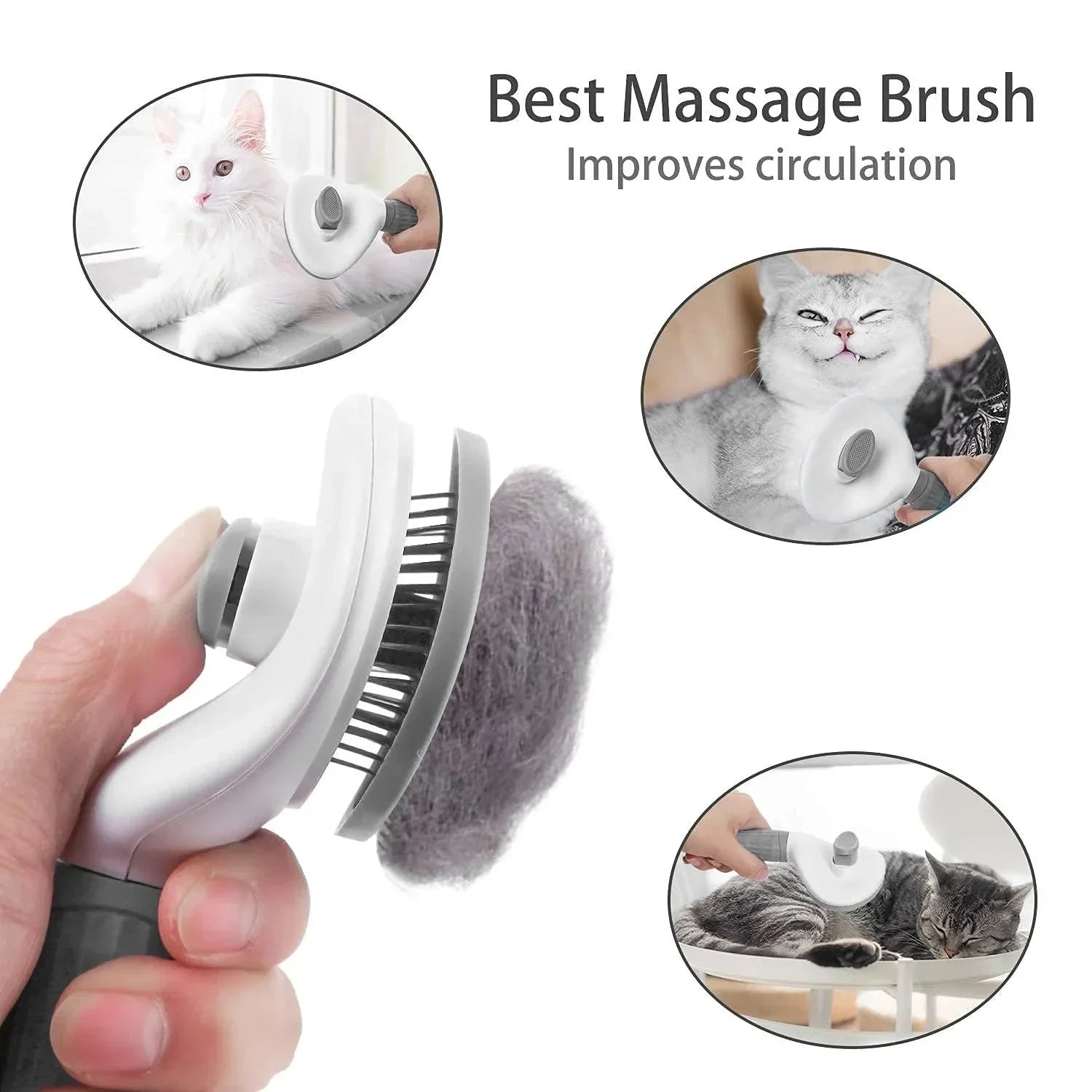 One-Click Pet Hair Removal Comb for Effortless Grooming of Dogs and Cats - Float Hair Removal Slicker Brush