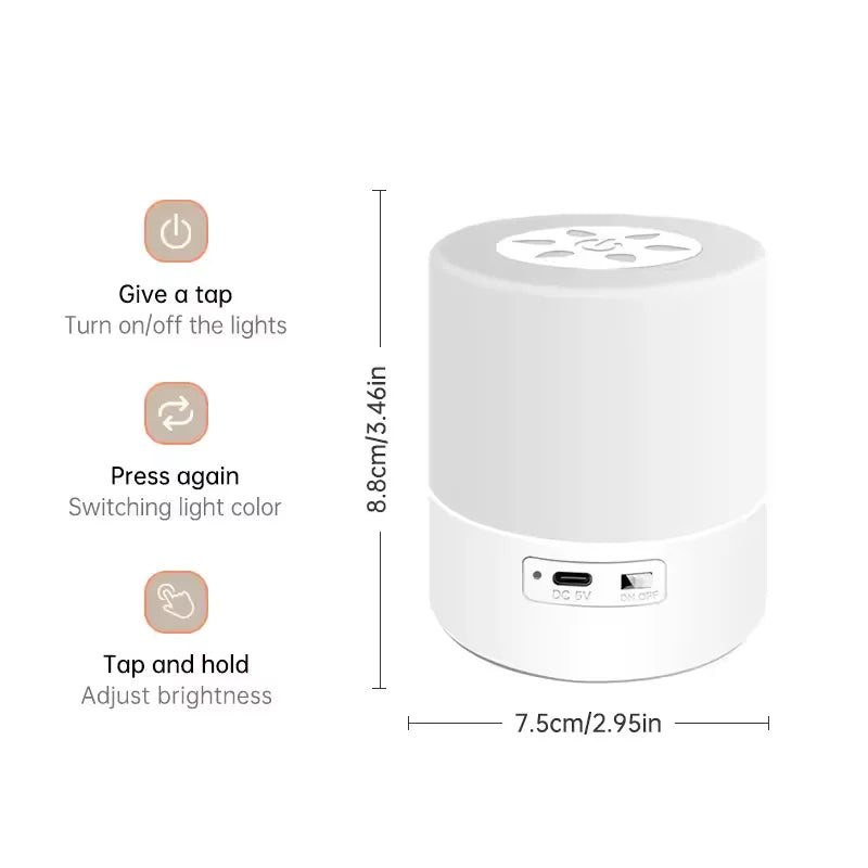 USB Touch Night Lamp LED Lamp Remote Control Switch Rechargeable Three Colors Lights Bedroom Portable Table Bedside Night Lamp