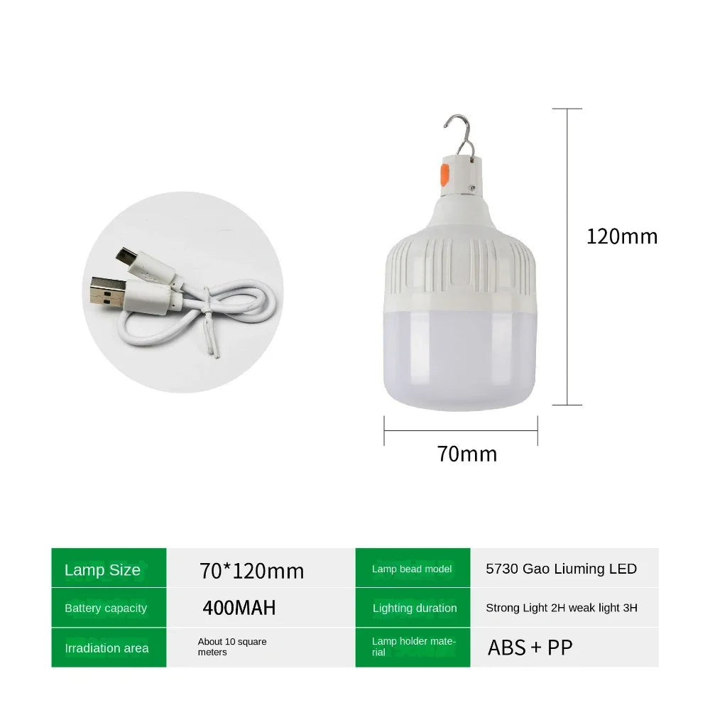 Rechargeable LED Indoor and Outdoor Emergency Portable Light (with Battery) Flash BBQ Tent Camping Light Lights Lamp Lantern