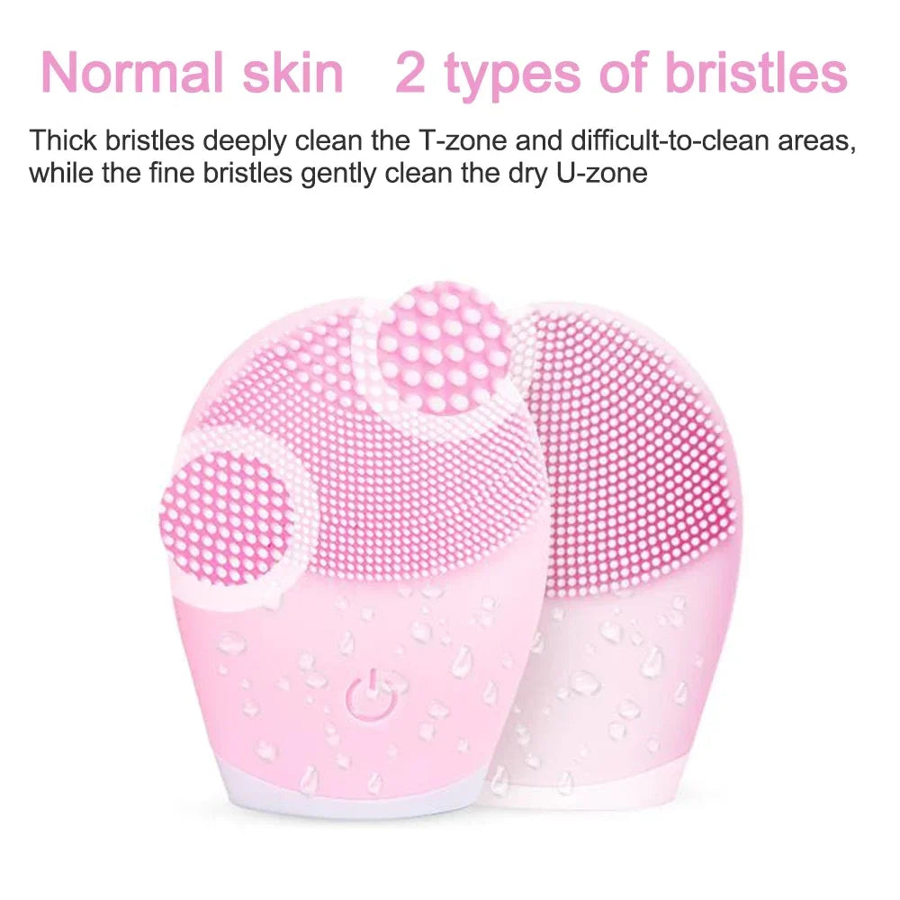 Electric Facial Cleansing Brush Face Skin Care Tools Waterproof Silicone Sonic Cleanser Facial
