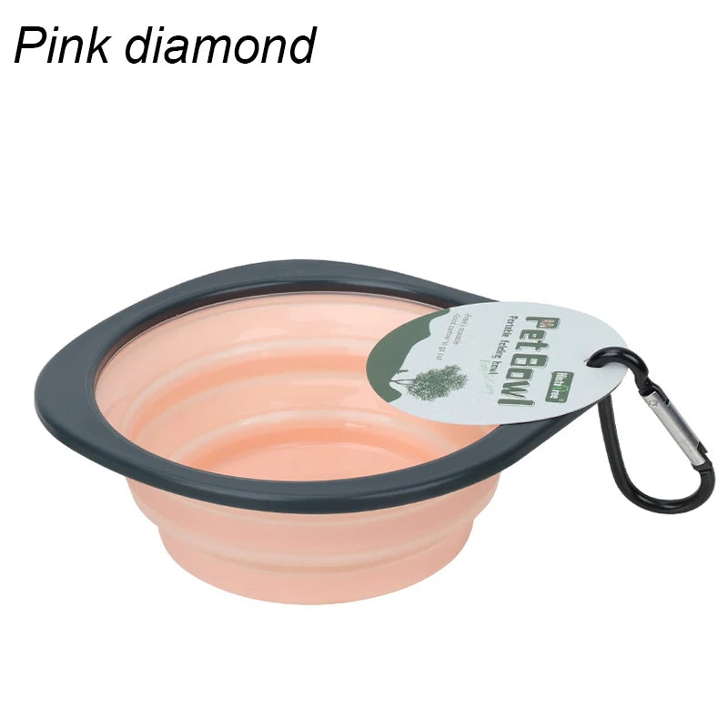 Pet Folding Silicone Bowl Collapsible Dog Outdoor Travel Portable Puppy Food Feeder Dish Bowl Silicone Dog Feeder Bowl 2 In 1
