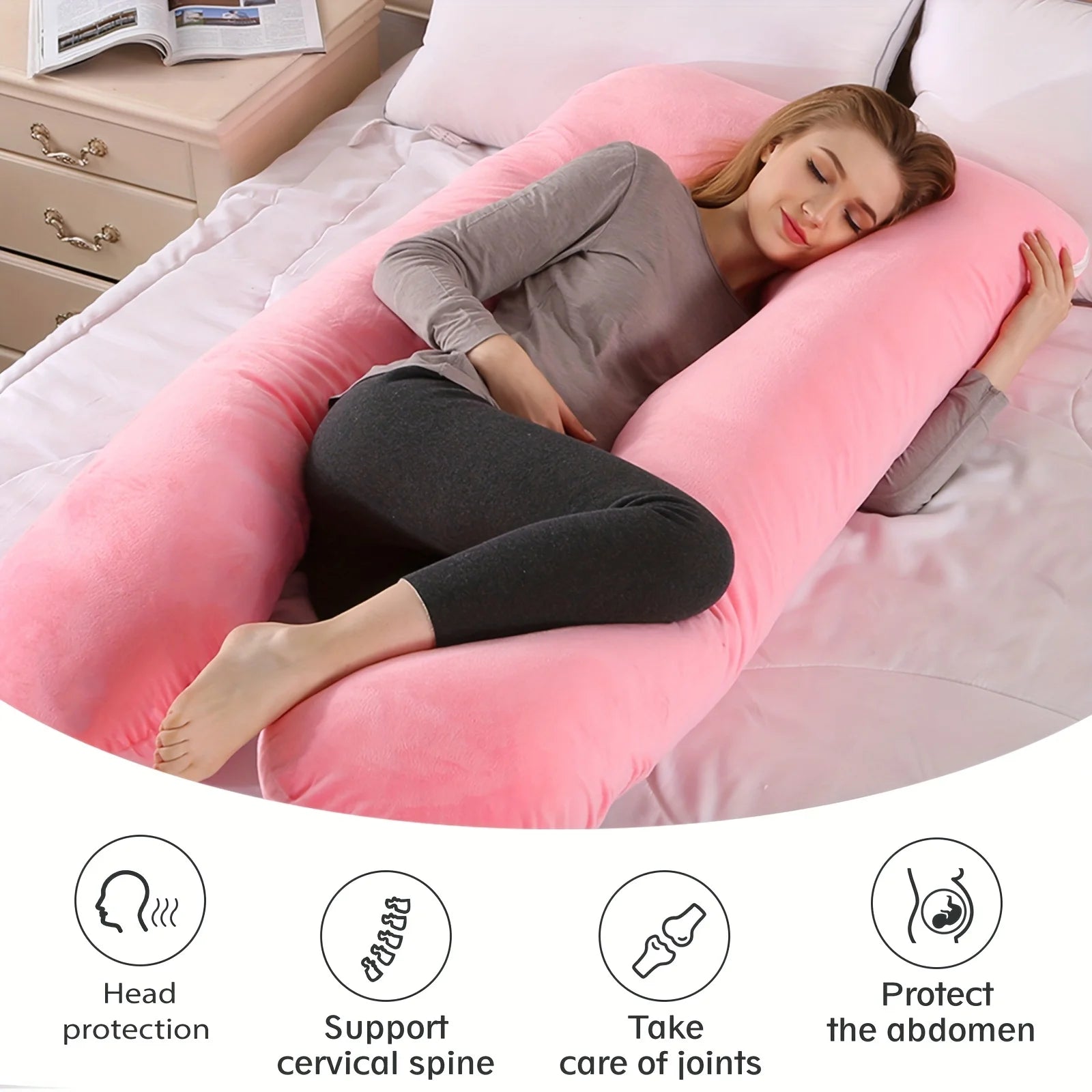 New U-Shaped Extra Large Pregnancy & Adult Luxury Full-Body Maternity Sleep Pillow, Ideal for Side Sleepers
