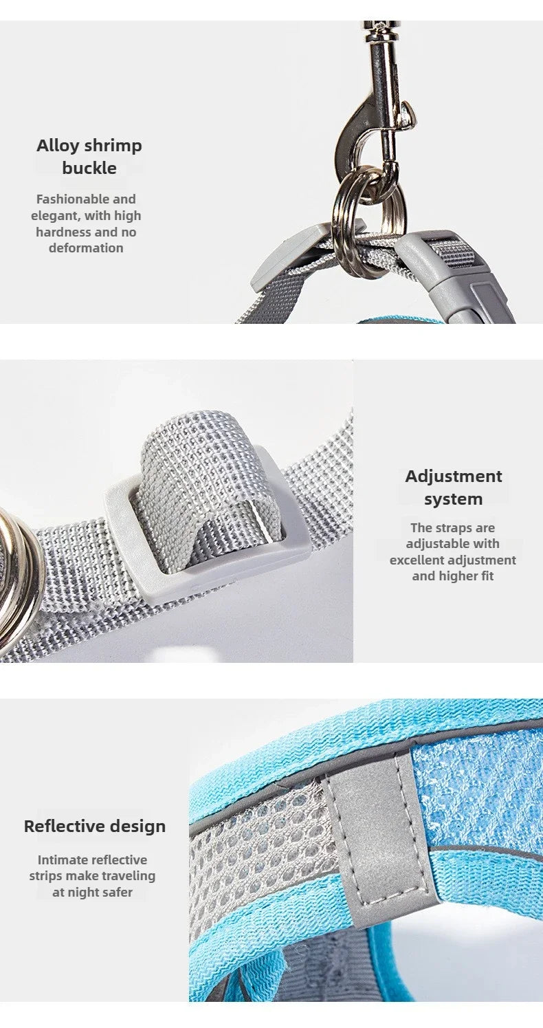 Pet Things Accessories Cute Adjustable  Collar and Leash Set for Walking Safe Reflective Soft Comfortable Vest For Small Medium Dog Cat Pet