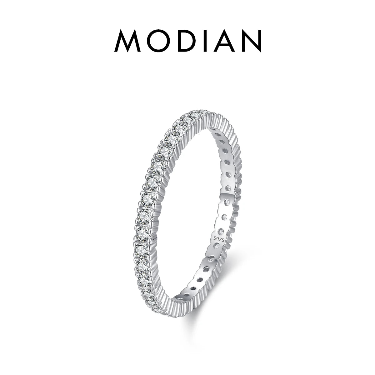MODIAN 925 Sterling Silver And Gold Classic Sparkling Zircon Wedding Engagement Band Promise Bridal Ring For Women Fine Jewelry Gift