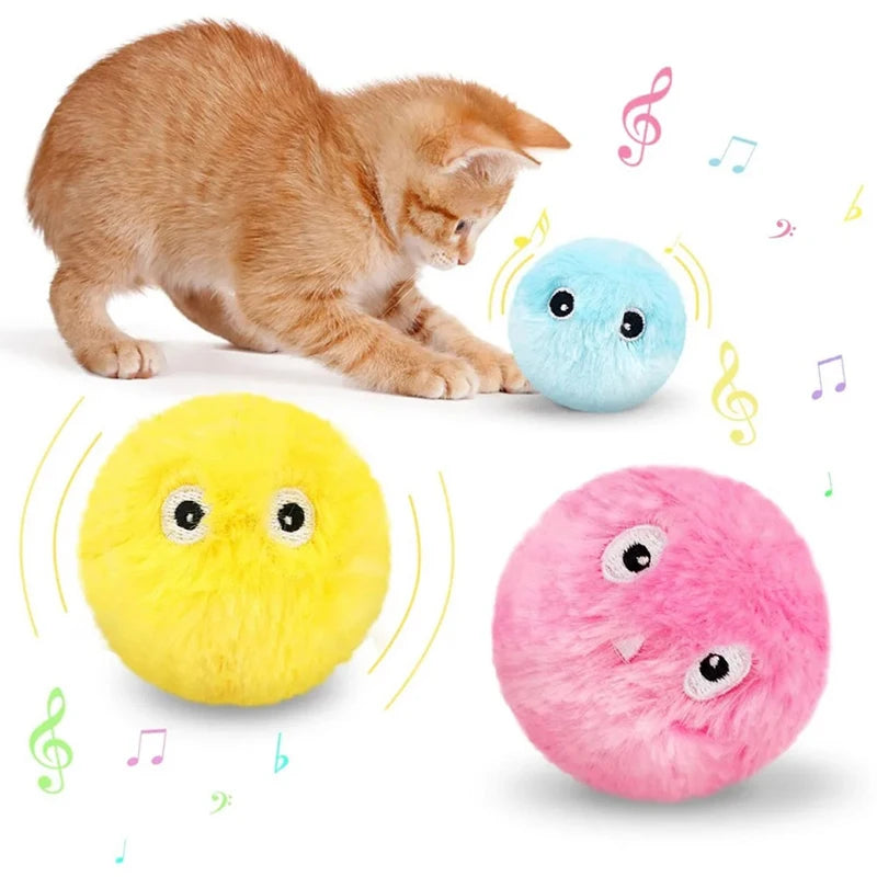 Interactive Ball Smart Cat Toys Plush Electric Catnip Training Toy Kitten Touch Sounding Pet Product Squeak Toy Ball
