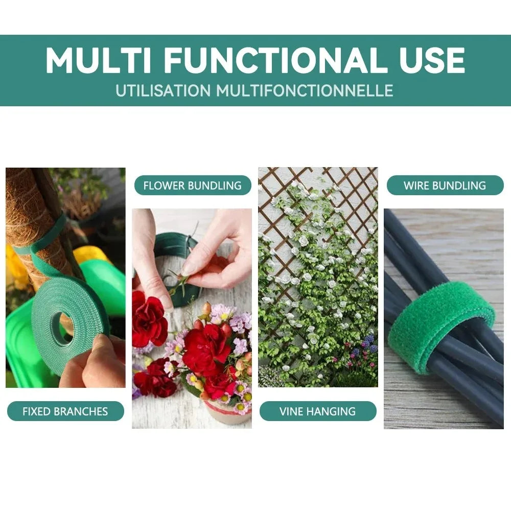 Tutors for Plants Self-adhesive Plant Nylon Cable Tying Climbing Plant Support Green Fastener Tape Reusable Care Garden Supplies