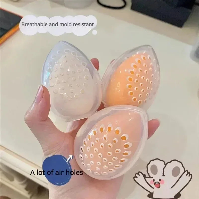 Makeup Sponge Storage Case Makeup Sponge Puff Holder Stand Empty Cosmetic Egg Shaped Rack Transparent Puffs Drying Box