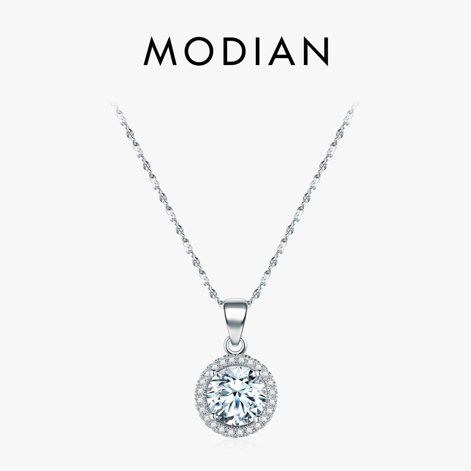 Genuine 925 Sterling Silver Luxury Chain Brand Necklace with 2.0Ct AAAAA Level Zircon Necklaces Gift Jewelry for women