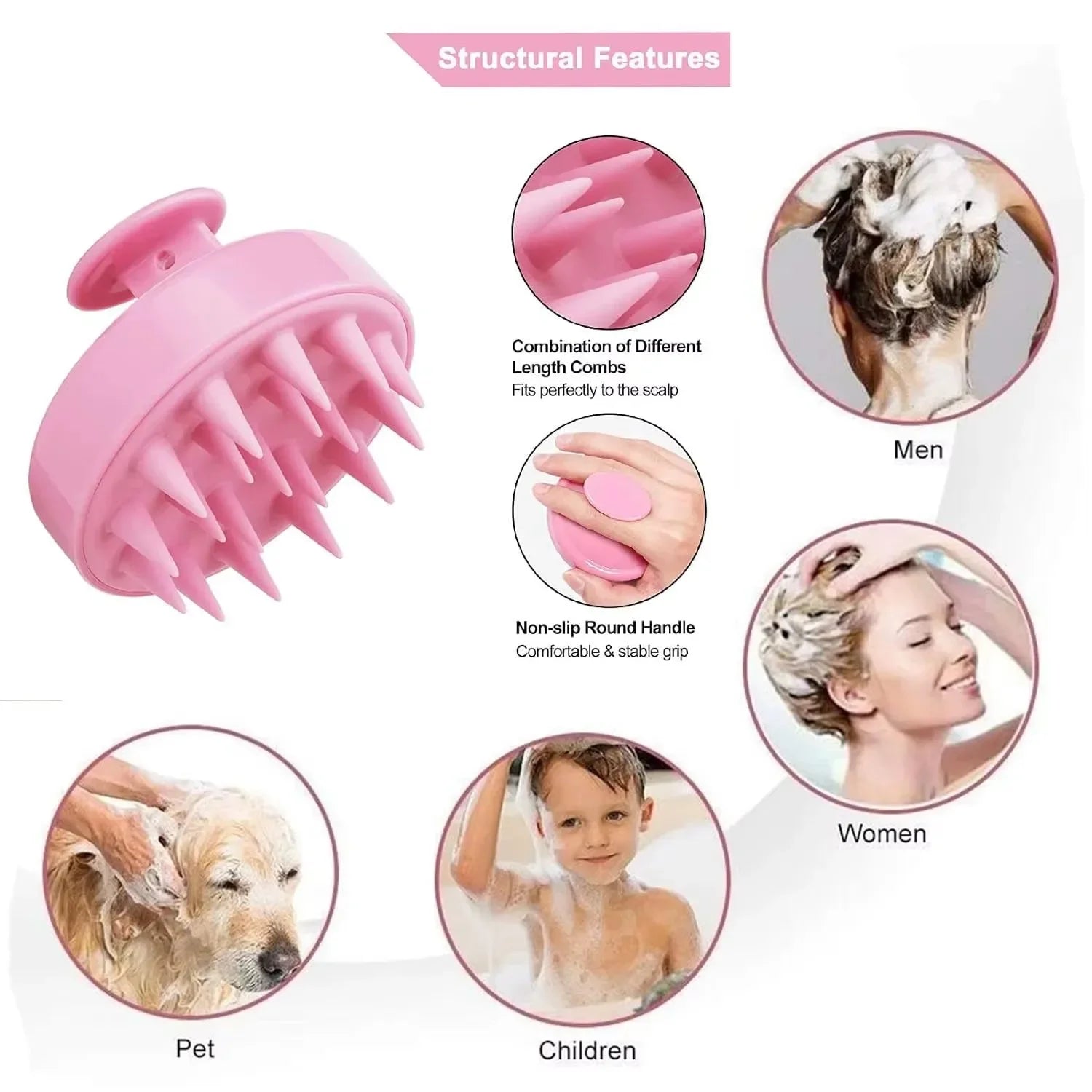 New Silicone Shampoo Brush Head Scalp Massage Comb Cleaning Hair Comb Body Massage Brush Bath Shower Brush Salon Hairdressing