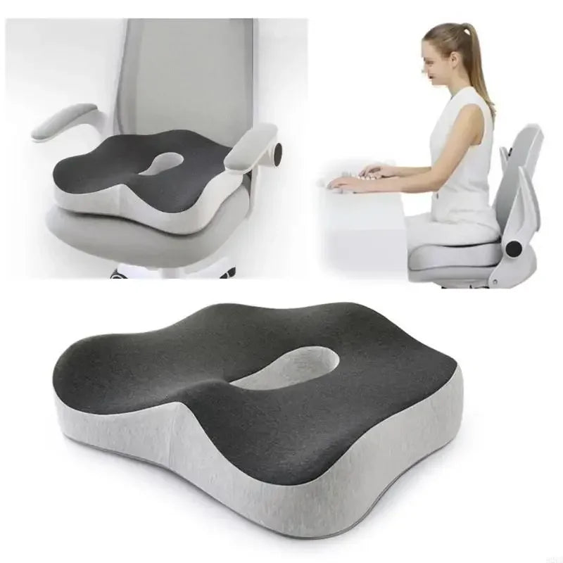 Memory Foam Seat Cushion Ergonomic Sitting Pad with Center Groove Ideal for Long Sitting in Office Home Car or Desk Chair