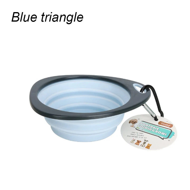 Pet Folding Silicone Bowl Collapsible Dog Outdoor Travel Portable Puppy Food Feeder Dish Bowl Silicone Dog Feeder Bowl 2 In 1