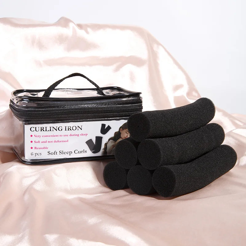 6Pcs Heatless Curling Set Sponge Rod Sleeping Soft Headband Lazy Hair Curlers Exquisite Packaging Gift Give Styling Accessories