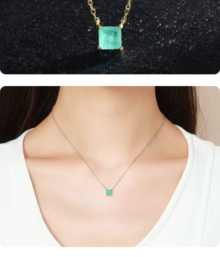 Modian Real 925 Sterling Silver Classic Charm Tourmaline Chain Necklace For Women Wedding Jewelry With Box Pendant Neckalces