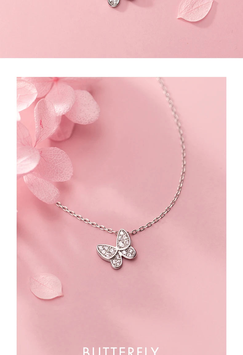 Modian New 925 Sterling Silver Sparkling Zircon Dancing Butterfly Tiny Mini Pendant for Women Fine Jewelry Birthday Gift