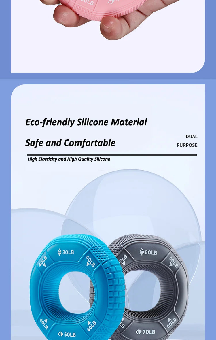 Silicone Adjustable 20-90LB Hand Grip Arm Strength Exercise Gripping Ring Fitness Gym Finger Forearm Trainer Carpal Expander