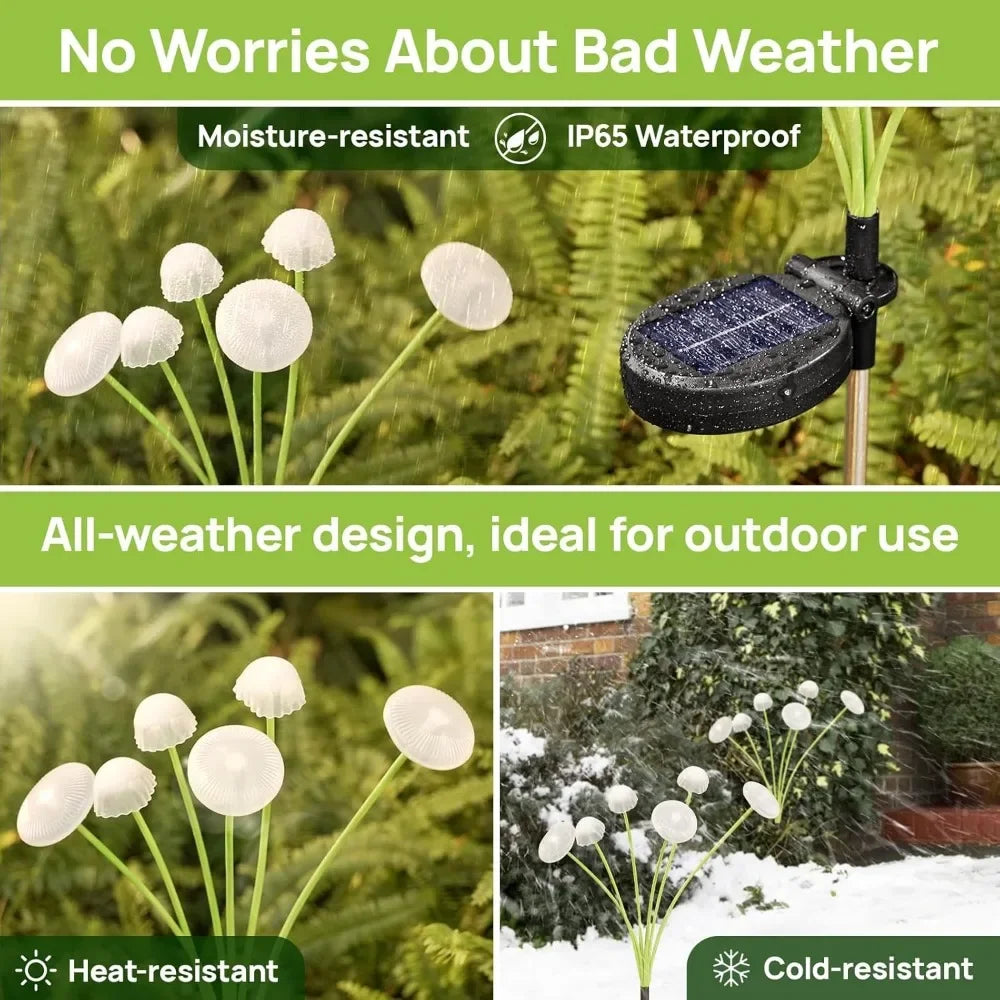 Solar Garden Lights Outdoor LED Solar Mushroom Lights Waterproof Decor Yard Patio Pathway Jellyfish for Garden Ambiance