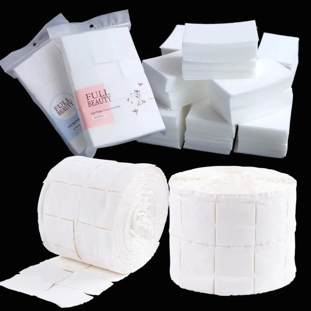 300Pcs/Roll Nail Polish Remover Cotton Pads White Torn Off Lint Free Nail Wipes for Gel Glue Makeup Manicure Cleaning Tool Paper