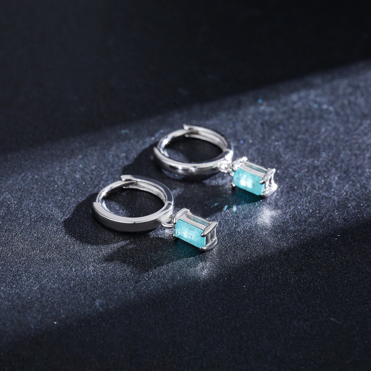 Modian Exquisite Tourmaline Hoop Earrings Fashion Real 925 Sterling Silver Rectangle Paraiba Earring For Women Fine Jewelry Gift