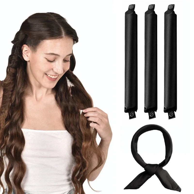No Heat Hair Rollers Heatless Hair Curler Curling Rod Headband Satin Lazy Curls Soft Curlers Sleeping Flexi Rods Styling Tools