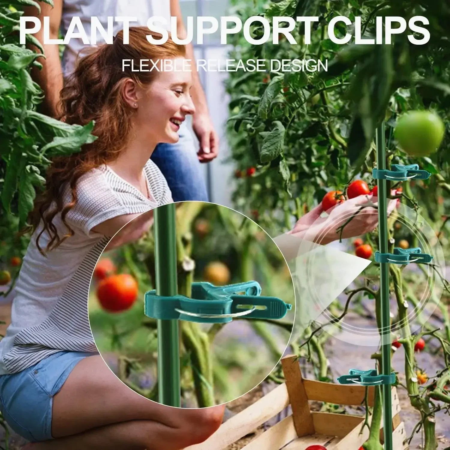 Garden Plant Support Clips Reusable Green Plastics Clips Climbing Plants Tomato Vine Support Clip Secure Growth Fixation Tools