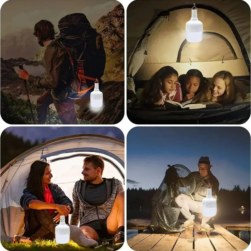 Rechargeable LED Indoor and Outdoor Emergency Portable Light (with Battery) Flash BBQ Tent Camping Light Lights Lamp Lantern