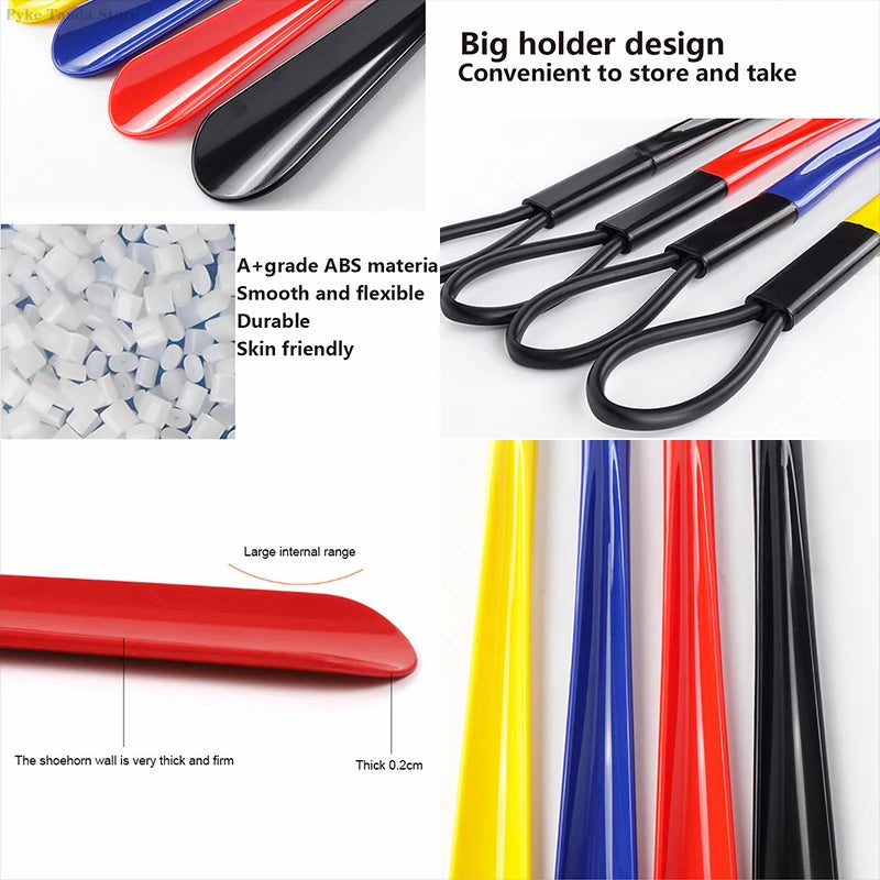 Extra Long Shoe Puller Shoehorn Black Plastic Shoe Horn Lazy Shoe Lifter Flexible Shoes Accessory for Pregnant Backache Elderly