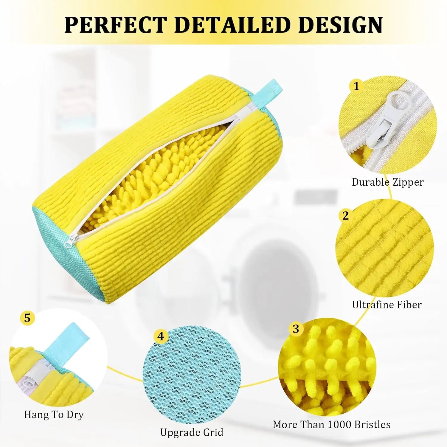Washable Shoe Washing & Drying Bag with Soft Fiber - Durable Polyester Laundry Protector for Shoes laundry organizer